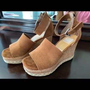 Dolce Vita brown suede espadrilles wedge EUC